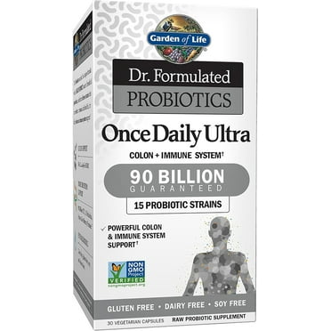 Garden of Life Probiotics for Women and Men, Dr. Formulated Once Daily Ultra 90 Billion Adult Probiotic for Digestive Health, Immune System Support, Acidophilus, Prebiotics, 30 Vegetarian Capsules