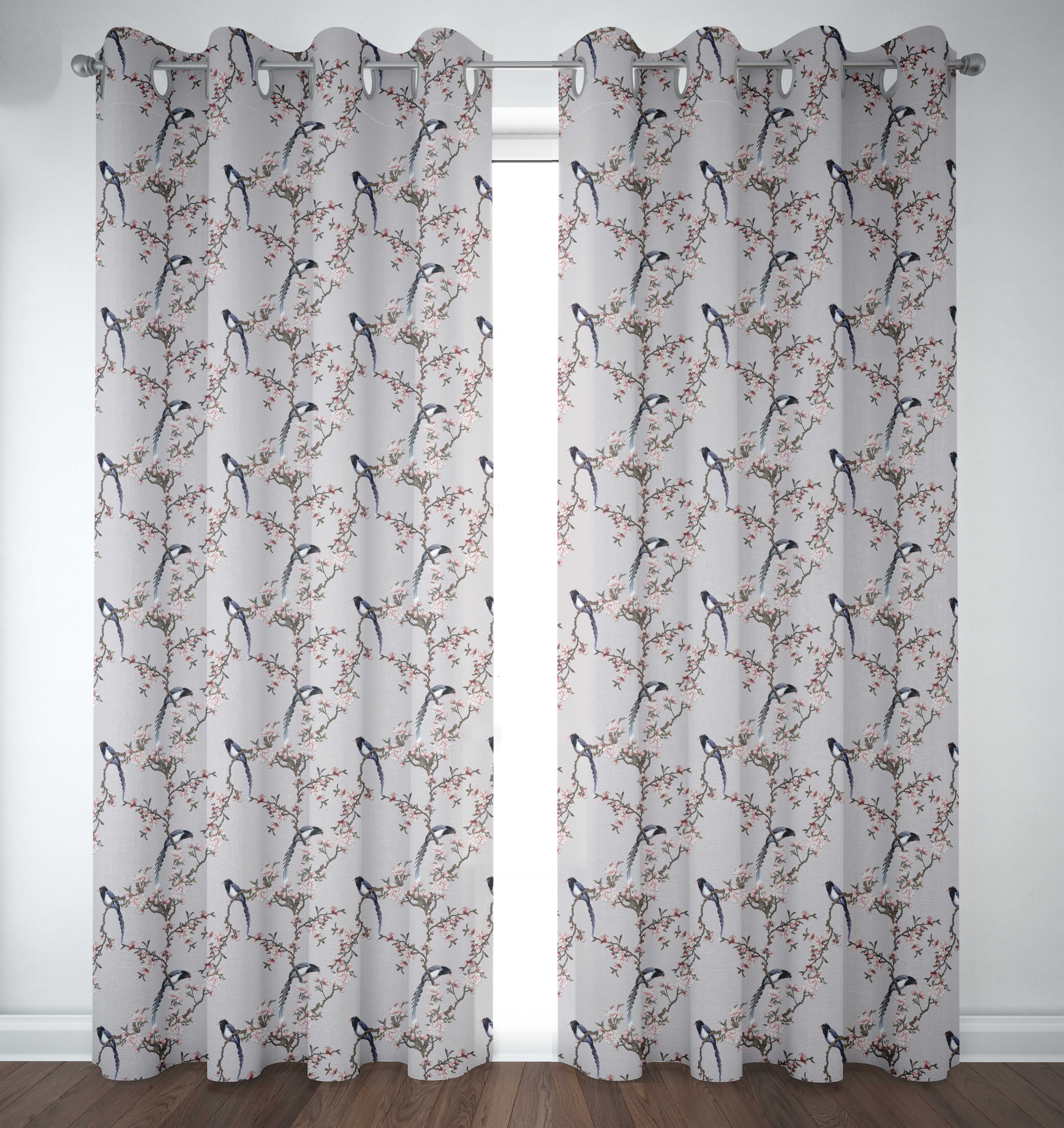 S4sassy Bird Blossom & Paradise Whydah Living Room Eyelet Curtain BRD-522C 