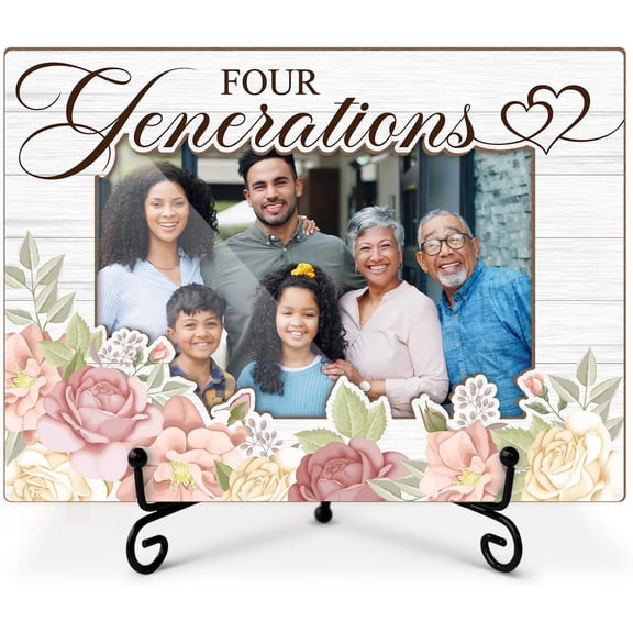 Four Generations Picture, Family Gifts for Grandparents, Mom, Dad, 4x6 Wooden Photos Frame with Stand for Home Office Tabletop Display Decorations-06