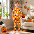 thumbnail image 6 of NOEGOEU Kids Boys Girls Halloween Pajamas Long Sleeve Top and Pants Sleepwear Set 2-9Y (Orange,2-3 Years), 6 of 7