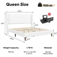 thumbnail image 4 of Frostbloom Queen Size Boucle Upholstered Platform Bed Frame with Wingback Headboard, White, 4 of 10