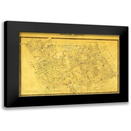Martin 14x11 Black Modern Framed Museum Art Print Titled - Johnson County Texas - Martin 1857
