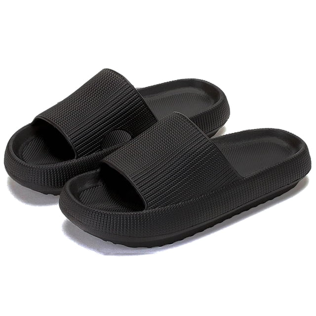 Pantuflas Rosyclo Cloud Antideslizantes Abiertas Punta Negra Suela 4 cm
