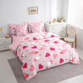 thumbnail image 4 of Feelyou Cute Love Heart Twin Bedding Sets 7-Piece for Kids, Happy Valentines Day Bedding Comforter Set, Cartoon Pink Princess Reversible Sheet Sets, Luxury Bedroom Decor, 4 of 8