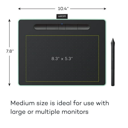 Wacom - Intuos Wireless Graphics Drawing Tablet for Mac, PC, Chromebook & Android (Medium) with Software Included - Pistachio