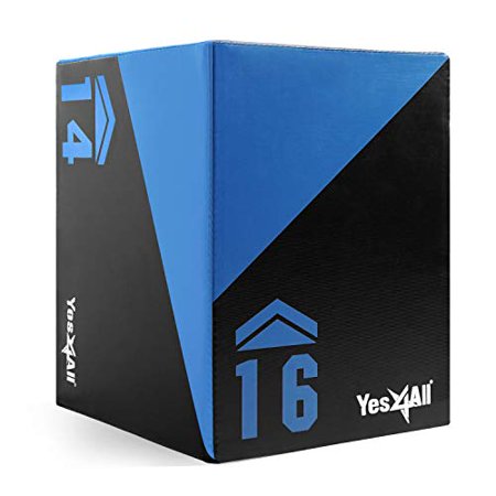Yes4All 3-in-1 Foam Plyometric Box for HIIT Workout, 12 lbs Weight, 16" 14" 12", Dark Blue