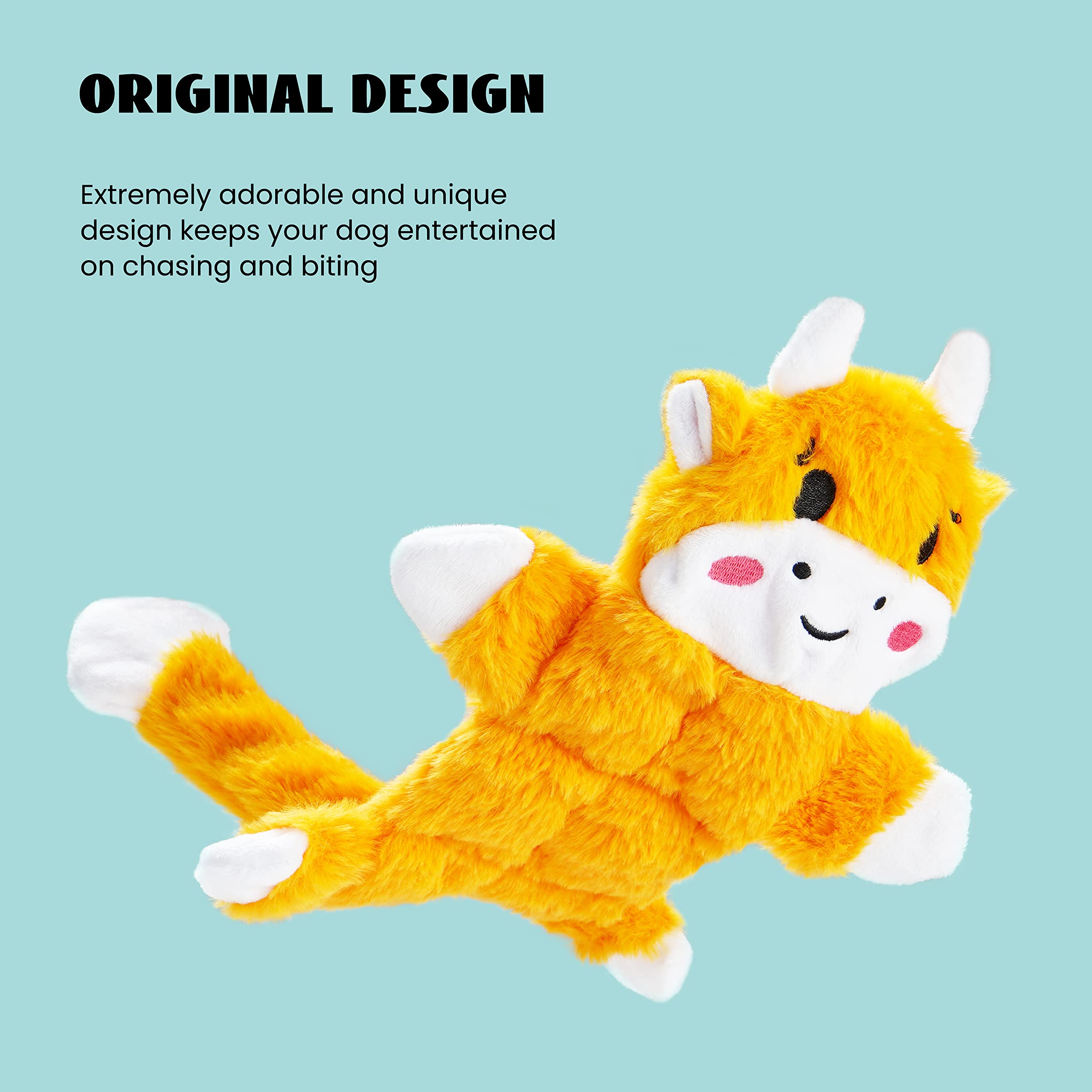 Nocciola 5 PCS Crinkle Dog Squeaky Toys with Double Layer Reinforced Fabric, Durable Plush Dog Toys, No Stuffing Body Dog Toy Set for Small to Large Dogs, New