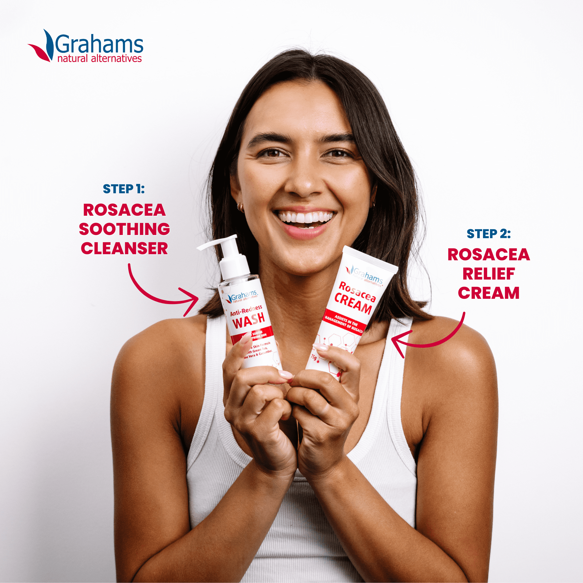 Grahams Natural Rosacea Cream, Natural Anti-Redness Moisturizer (75g Tube)