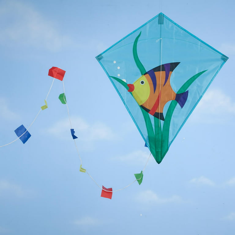 Miles Kimball Childrens Fish Kite, Colorful Kite for Kids, Blue