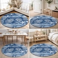 thumbnail image 4 of Round Area Rugs 3.3Ft, Navy Blue Coastal Non-Slip Washable Circle Rugs Carpet, Nautical Coral Starfish Shell Turtle Summer Indoor Outdoor Rug Floor Mats Throw Runner for Bedroom Living Room Bathroom, 4 of 8