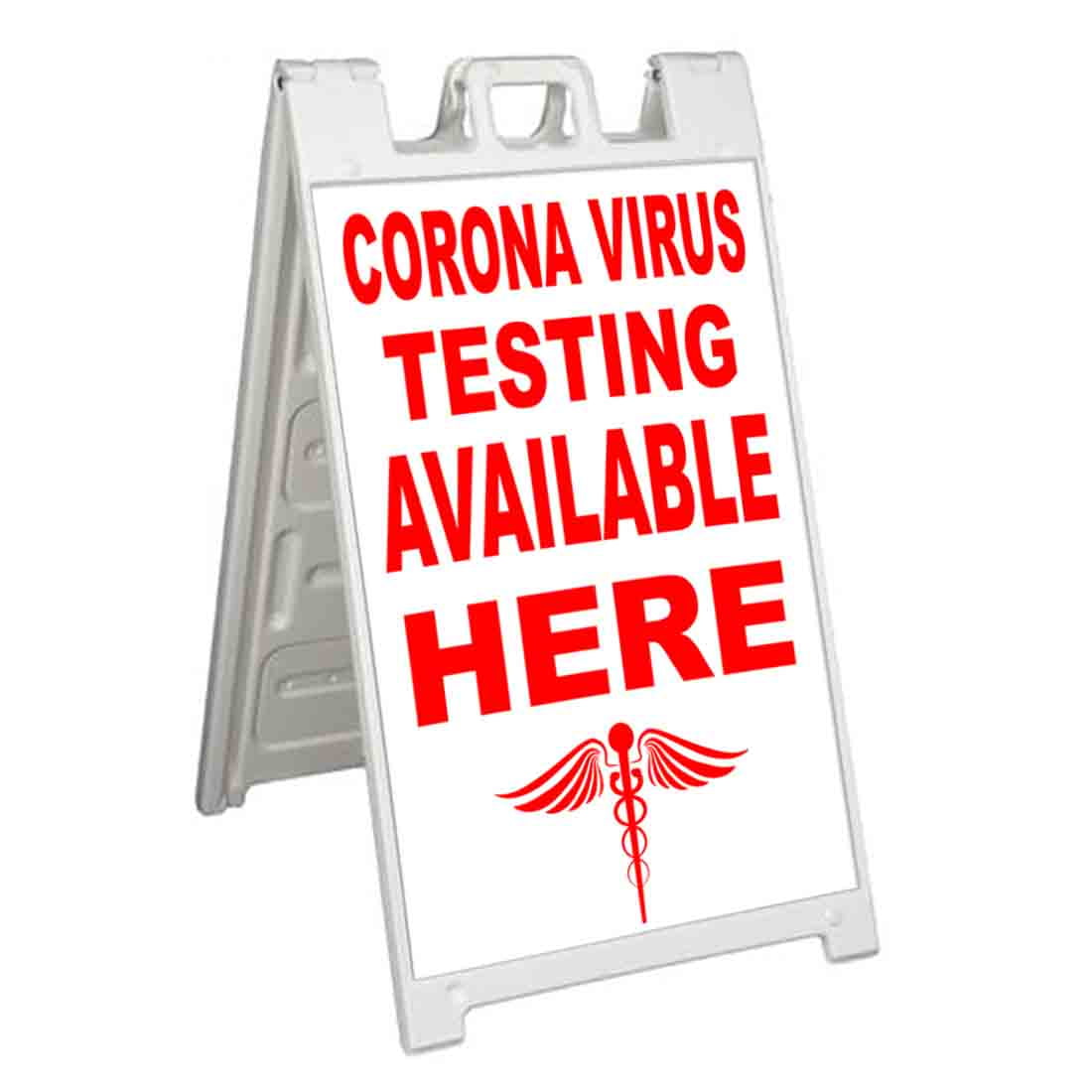Virus Testing Available Here (24" X 36") Standard A-Frame Signicade, Includes Decal Applied To Stand