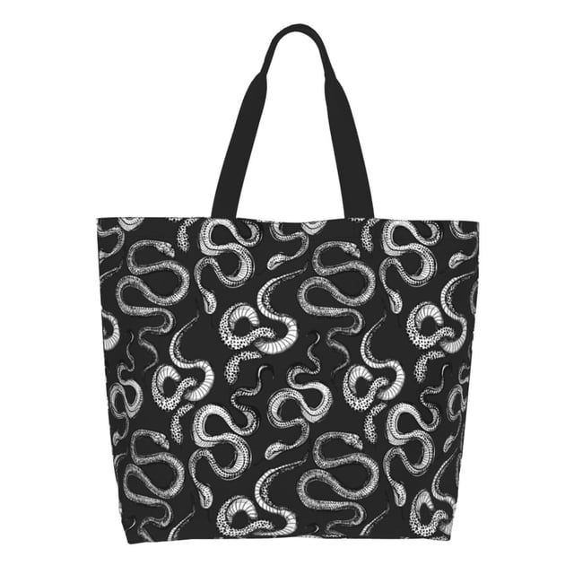 Fotbe Snake Bolsa Tote Estética de Lona con Estampado para Mujer - Bolsa Reutilizable de Hombro Casual para Vacaciones, Compras, Trabajo y Gimnasio