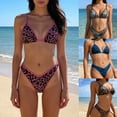thumbnail image 2 of Women's Print Triangle Tankini Set Back Tied Bra and Bottoms Briefs Thong for Beach and Pool, 2 of 8