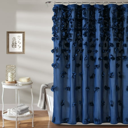 Lush Decor Riley Shower Curtain Navy Single 72X72