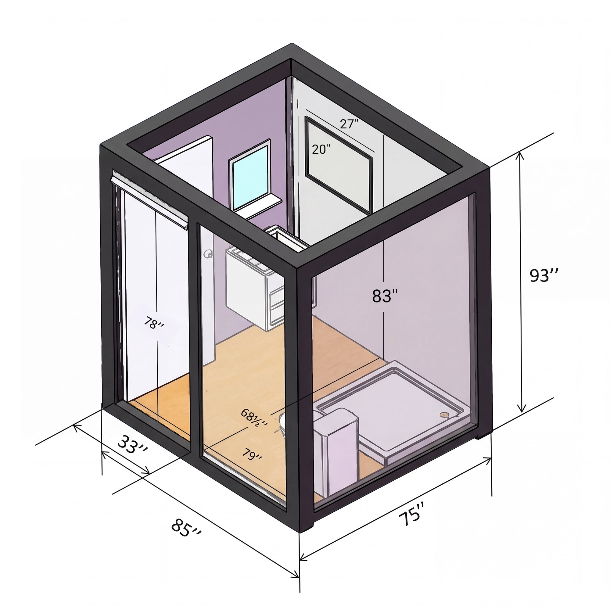 Portable Outdoor Shower Room with Toilet & Sink, Steel Frame Prefab Bathroom Shed, All-in-One Mobile Restroom for Camping & Construction Site