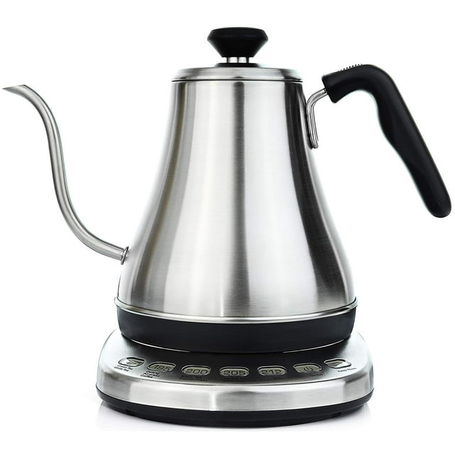 Hervidor eléctrico de cuello de cisne con control de temperatura, acero inoxidable de 1 L y plástico última intervensión de BPA, preajustes de temperatura personalizados para tés y café, opción de