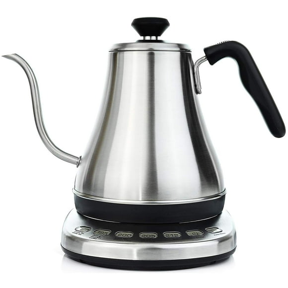Hervidor eléctrico de cuello de cisne con control de temperatura, acero inoxidable de 1 L y plástico última intervensión de BPA, preajustes de temperatura personalizados para tés y café, opción de