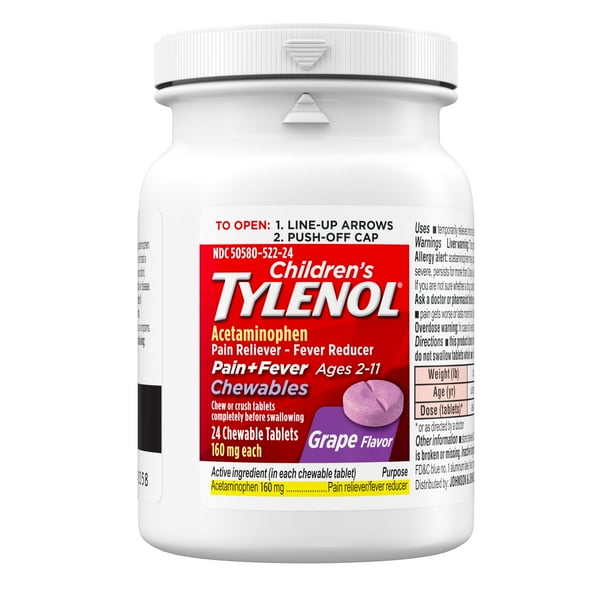 Children's Tylenol Chewables with 160 mg Acetaminophen, Grape, 24 ct