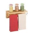 Honey Can Do Bamboo Wall Shelf with Chrome Bar, Brown