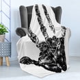 thumbnail image 4 of Modern Soft Flannel Fleece Throw Blanket, Hand Print with Human Fingers in Grunge Motley Identity Stamp Touch Display, Cozy Plush for Indoor and Outdoor Use, 60" x 80", Black, by Ambesonne, 4 of 5