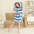 thumbnail image 3 of FORMRS Niños Bathrobe Unisex Hooded Robe Soft Plush Pajamas Sleepwear, Size 10-12T, Blue Sailboats, 3 of 7