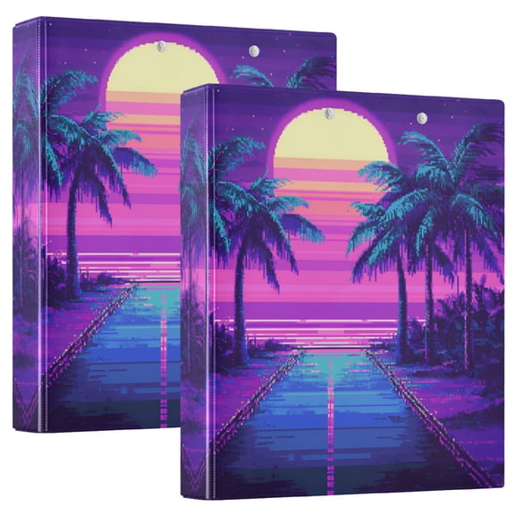 FORMRS 3 Ring Binder 1.5 inch with Pockets Clip Board 200 Sheets Capacity, Purple Digital Art