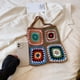 thumbnail image 3 of 9131 Bolso Hombro Playa Con Flores Coloridas Bohemias Punto Hueco Ganchillo Hecho A Mano Con Nicho (marrón), 3 of 9