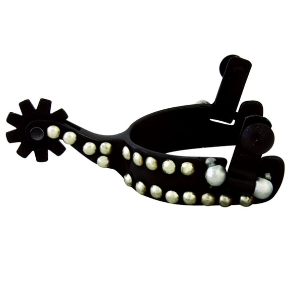 HILASON Cowboy Brown Youth Spur With Silver Dots 3/4" Band, 1-1/2" Shank