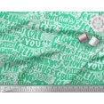 thumbnail image 2 of Soimoi Green Moss Georgette Fabric Just Love Forever Text Printed Fabric 1 Yard 42 Inch Wide, 2 of 3