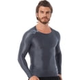 thumbnail image 2 of Jhaoyu Men's Glossy Long Sleeve Compression Shirts Athletic Workout Sports Rash Guard Undershirt Grey L, 2 of 6
