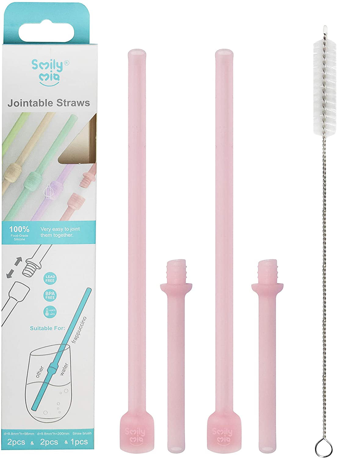 Simply Straws Bent Classic 9mm by 6-Inch Straw Pink 
