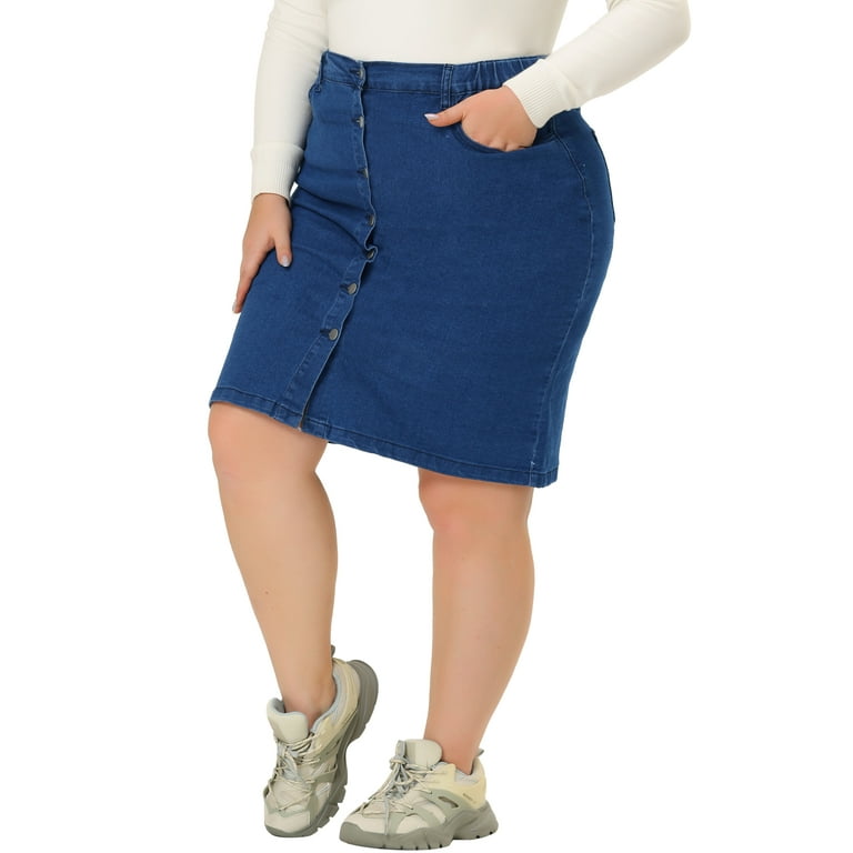 Plus size denim skirt knee length top