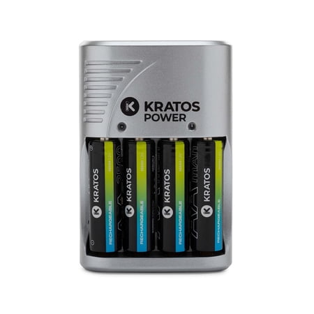 UPC: 0196271376170 | Kratos Power Rapid Travel Charger with 4 AA NiMH Rechargeable Batteries