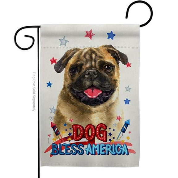 Breeze Decor G120174-BO Patriotic Pug Animals Dog 13 x 18.5 in. Double-Sided Decorative Vertical Garden Flags for House Decoration Banner Yard Gift