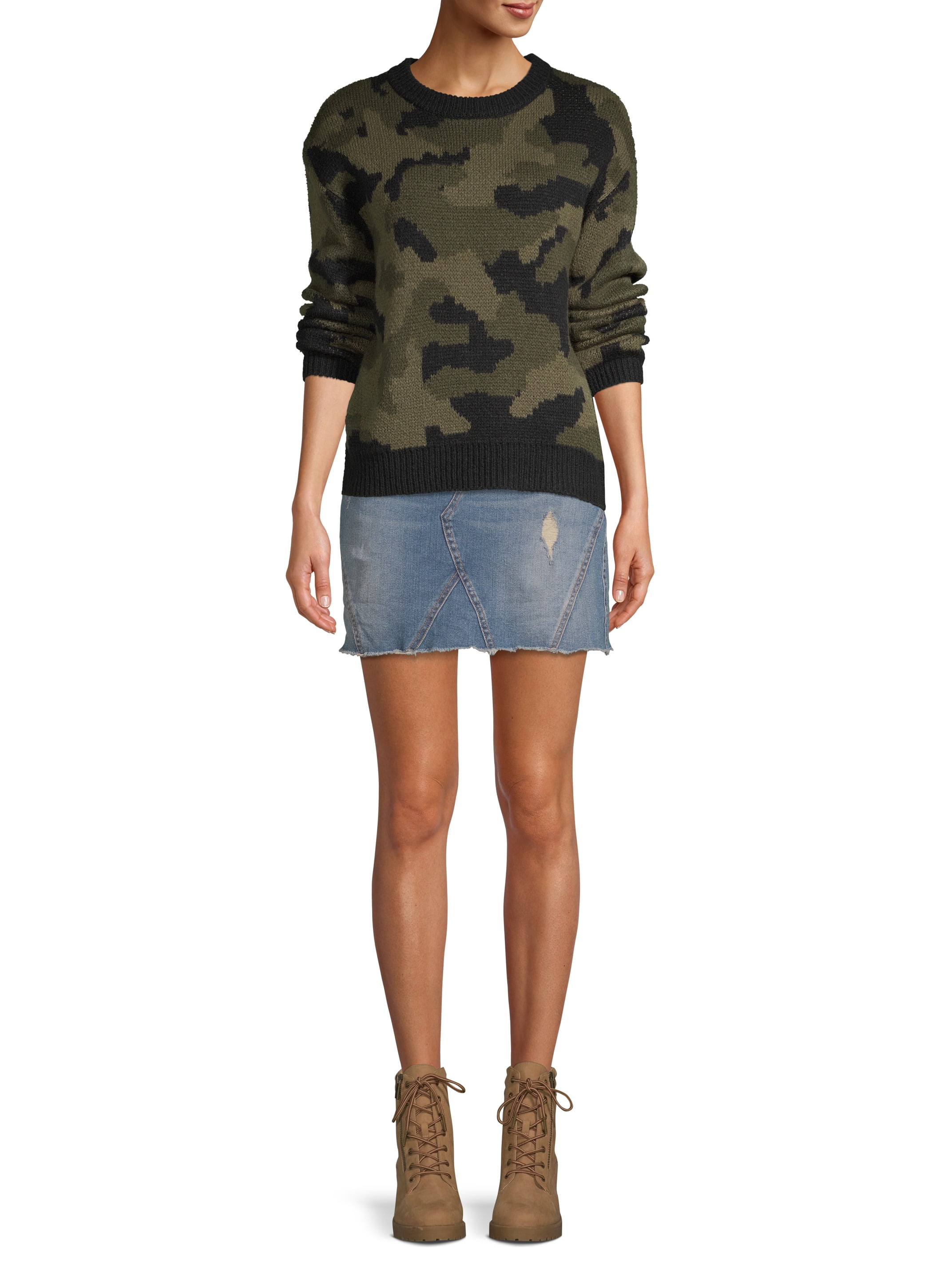 Scoop Denim A-Line Mini Skirt Faded 