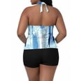 thumbnail image 6 of 2 Piece Plus Size Swimsuit For Women V Neck Sleeveless V Neck Tops High Waist Shorts Modest Bathing Suit (XL, Light Blue), 6 of 7