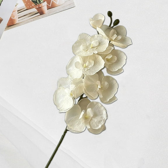 Yesbay 1Pcs Artificial Moth Orchids Realistic Fake Silk Flower Wedding Party Table Centerpiece Faux Phalaenopsis Floral Branch Decoration