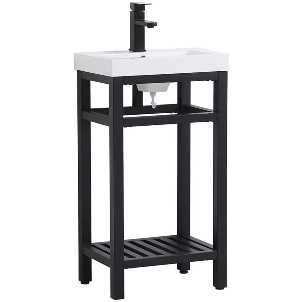 Elegant Lighting VF14018BK Raya 18" Specialty Cast Iron Console Bathroom Sink - Black