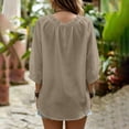 thumbnail image 4 of HaCpiu Women's V-Neck Lace Blouse, Casual Loose Long Sleeve Ruffle Tunic Shirt, Lightweight Flowy Tie-Front Top with Bell Cuffs, Gray XL, 4 of 6