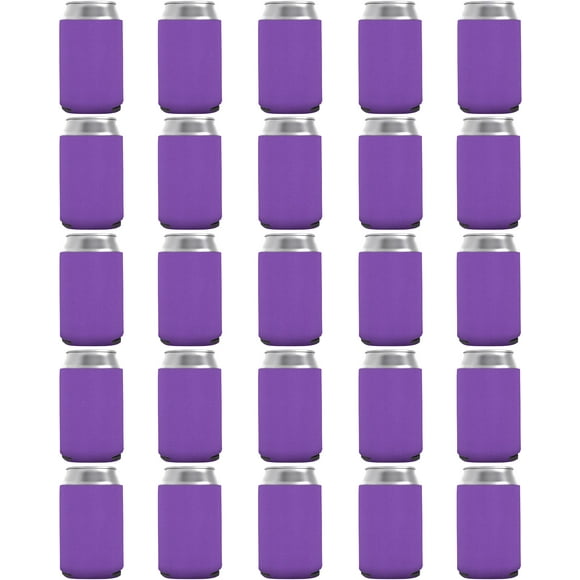 100 Pack Orchid Blank Can Cooler Sleeves, Customizable Bulk Sublimation Can Coolers, Extra-Thick Collapsible Drink Insulator Sleeve, Beer Can Coolers for Party Beverages, PartyPrints