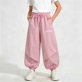 thumbnail image 2 of Loopsun Kids Girls Pants 2 to 16 Years Summer High Waist Drawstring Wide Leg Jogger Trousers, 2 of 5