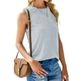 thumbnail image 4 of Fashion Women Sleeveless T Shirts Summer Beach Tank Tops Vest Ladies Loose Kaftan Tunic Blouse PLus Size Light Gray 4XL, 4 of 6