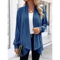 thumbnail image 5 of Women'S  Long Sleeve Asymmetrical Knit Open Front  Cardigan Outwear Dark Blue XXXL, 5 of 8