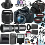 Canon EOS Rebel T7 DSLR Camera With Canon EF-S 18-55mm f/3.5-5.6 IS II And 420-800mm f/8.3 HD Telephoto Zoom Lens + 128 GB Memory + Filters + Tripod + More (33pc Bundle) (International Version)