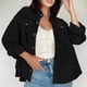 thumbnail image 5 of Camisa de pana de moda para mujer, camisa informal de manga larga con botones (negro) Zhivalor BST3000187-4, 5 of 6