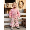 thumbnail image 6 of RUINIXCW Baby Girl 2Pcs Fall Outfits Western Long Sleeve Bow Boots Embroidery Sweatshirt + Pants Set Toddler Clothes, 6 of 9