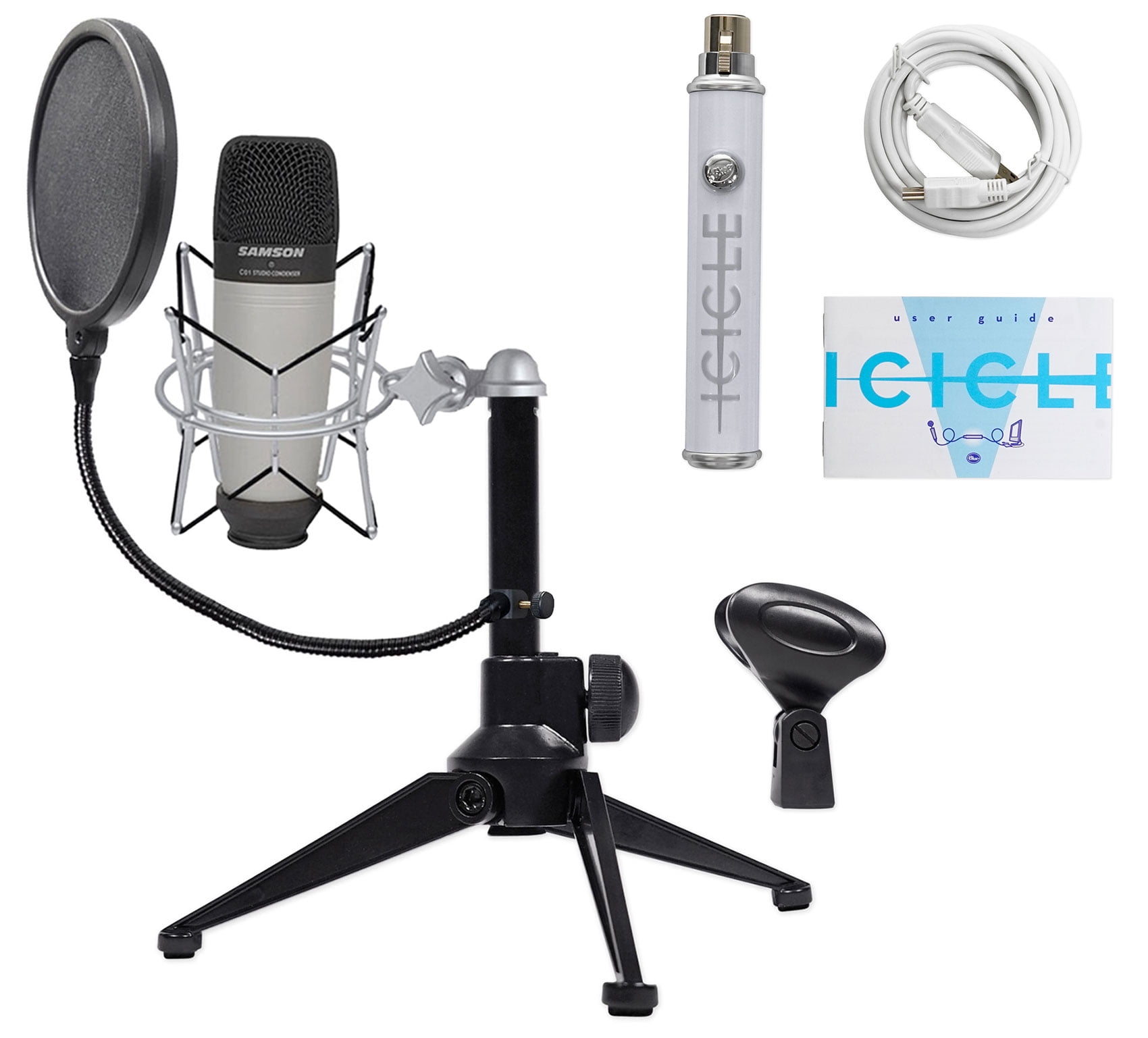 Samson C01 Podcast Podcasting Recording Microphone+Stand+Shockmount+Pop