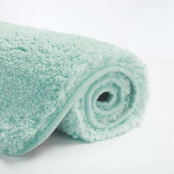 Bath Rug for Bathroom Non Slip Bathroom Mat (20 x 32, Aqua) Water Absorbent Soft Microfiber Shaggy Bathroom Rug Machine Washable Bath Mat for Bathroom Thick Plush Shower Mat