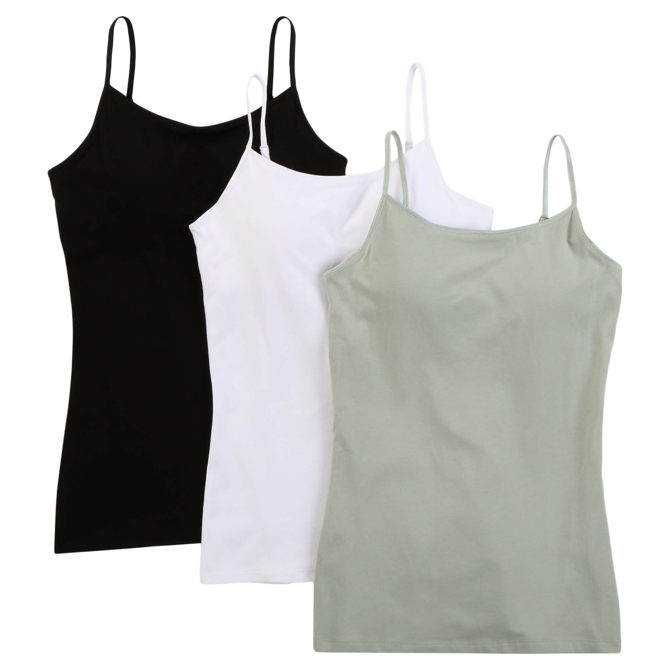 No Boundaries Juniors Shelf Bra Cami with Adjustable Straps, 3 Pack
