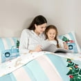 thumbnail image 5 of Feelyou Kids Happy Christmas Full Size Comforter Sets, Blue White Geometric Bedding Comforter Set, Cartoon Car Reversible Bedding Sets, Breathable Home Decor, 3pcs, 5 of 8